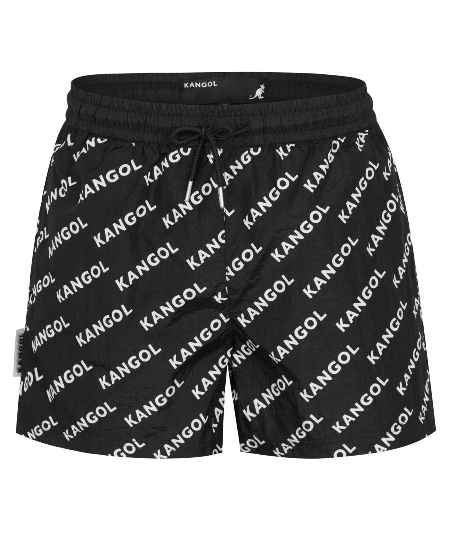 Kangol AOP Swim Shorts Mens - These Kangol AOP Swim Shorts are crafted with an elasticated waistband and drawstring adjustment for a secure fit. They feature two hand pockets for a classic look and are a lightweight construction. These shorts are an all over print designed with a signature logo and are complete with Kangol branding.