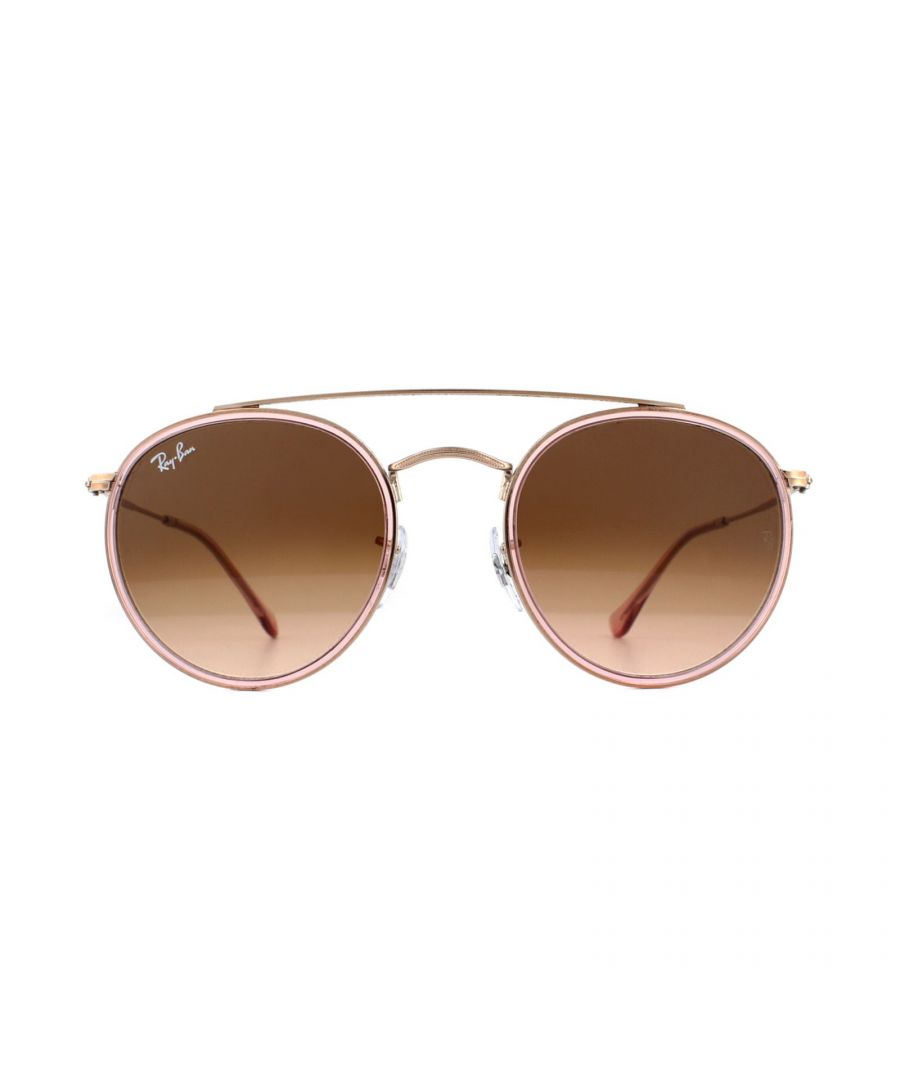 Ray-Ban Sunglasses Round Double Bridge 3647N 9069A5 Pink Pink Gradient Brown are a full metal round style with innovative double bridge and matching sleek arms for a truly contemporary look that rewrites the Ray-Ban rule book.