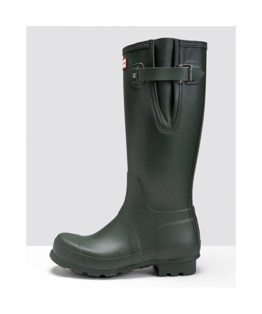 Hunter Men's 'Original Side Adjustable' Rubber Patterned Wellington Boots|Size: 11|dark olive