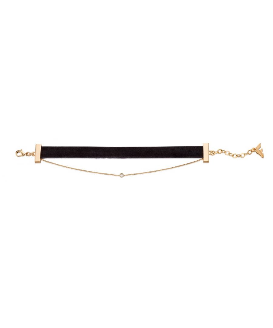 Fiorelli Fashion Gold Plate and Black Velvet Crystal Charm Bracelet of Length 16cm + 4cm<li>Design: This velvet layered bracelet will add something classic to your outfit. Wear alone or team up with the matching choker for a harmonised look.<li>Composition: Made of alloy with imitation gold plating. Features a clear glass crystal stone and black velvet.<li>Item weight: 8.07g<li>Fitting: This bracelet is 16cm in length and features a 4cm extender chain so the size can be easily adjusted. Fastens