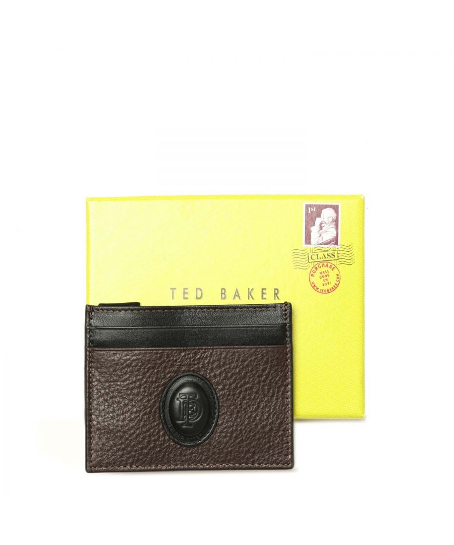 Mens Ted Baker Fennd Leather Cardholder in tan.- Popper fastening.- Square silhouette.- Gold-tone hardware  card slots.- Pebble grain texture.- Ted Baker branded.- Comes in Ted Baker branded packaging.- Shell: 100% Bovine Leather. Lining: 100% Polyester.- Ref: 263435BROWNTAN