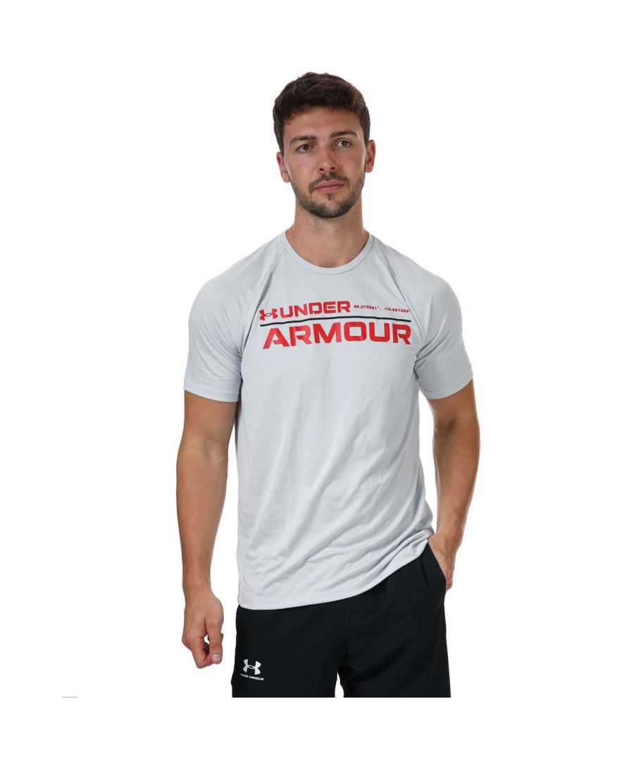 Mens Under Armour UA Tech 2.0 Wordmark T- Shirt in grey.- Crew neckline.- Short sleeves.- UA Tech™ fabric is quick-drying  ultra-soft & has a more natural feel.- Under Armour logo printed to chest.- Material wicks sweat & dries really fast. -Many UA Tech™ styles are made with recycled  traceable polyester & re-use about 5 bottles per shirt.- 100% Polyester.- Ref:1370538014