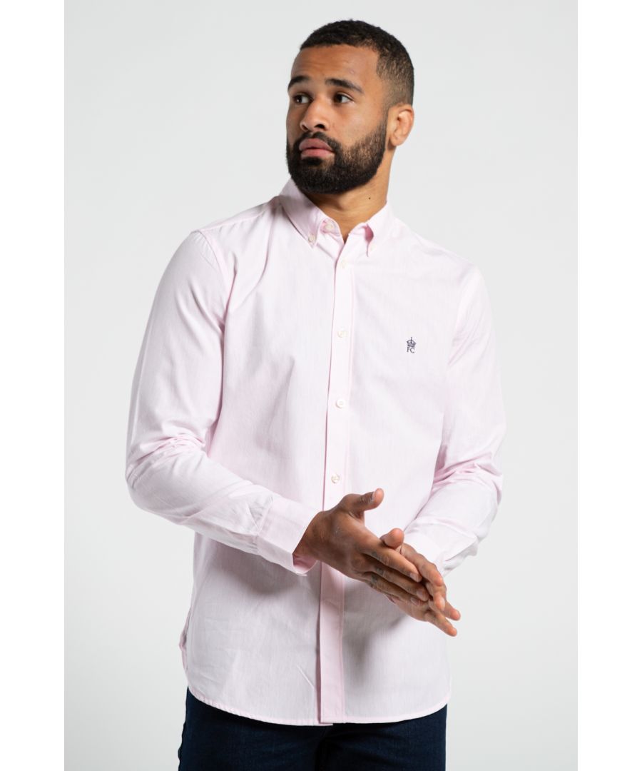 This long sleeve, button-down Oxford shirt from French Connection is a wardrobe staple. Features embroidered logo, button-down collar, and button cuffs. Made from cotton fabric to ensure high quality and comfortable wear.