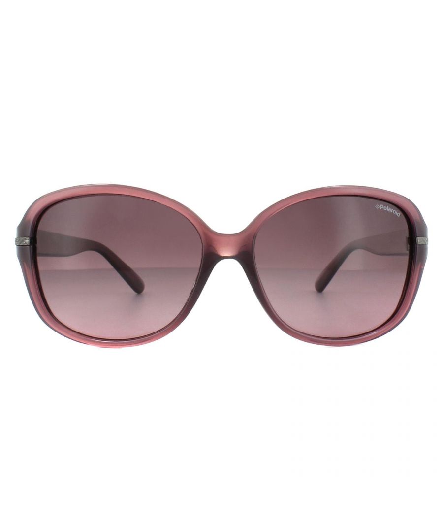 Polaroid Sunglasses P8419 0Q9 MR Pink Purple Purple Gradient Polarized are a lovely women's style from Polaroid with rounded oval lens on the butterfly silhouette with nice temple detailing. The polarized lenses are the main feature and will help give a clear strain free view by removing glare and enhancing colour perception as well as giving 100% UV400 protection.