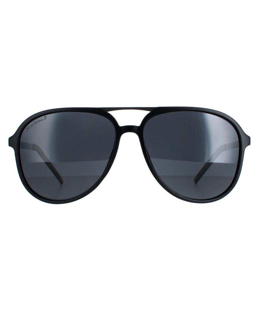 Montana Aviator Unisex Matte Black Smoke Polarized MP8  Sunglasses are a stylish and practical accessory for any outdoor activity. The lightweight and comfortable aviator design makes them perfect for all-day wear, while the Montana branding features on the slender temples for brand recognition.