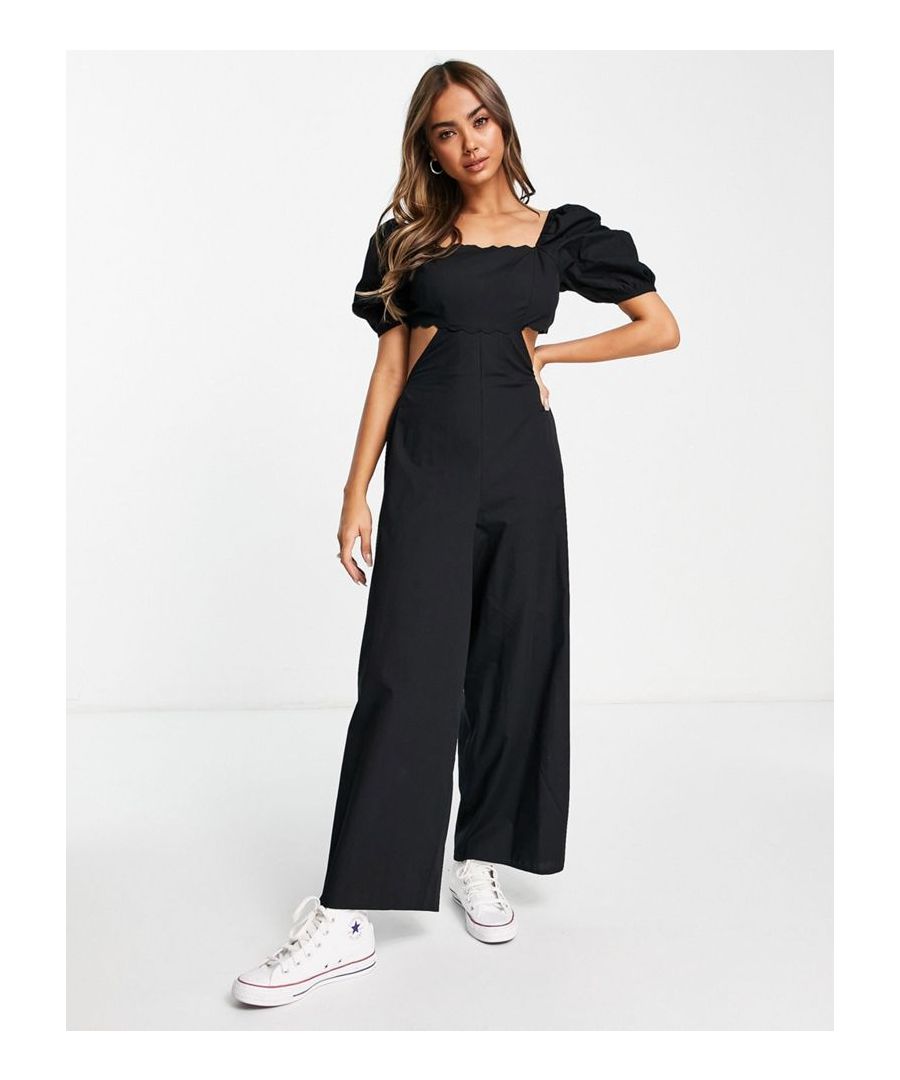 Jumpsuit by ASOS DESIGN Go all-in-one Square neck Cut-out sides Open tie back Wide leg Regular fit  Sold By: Asos