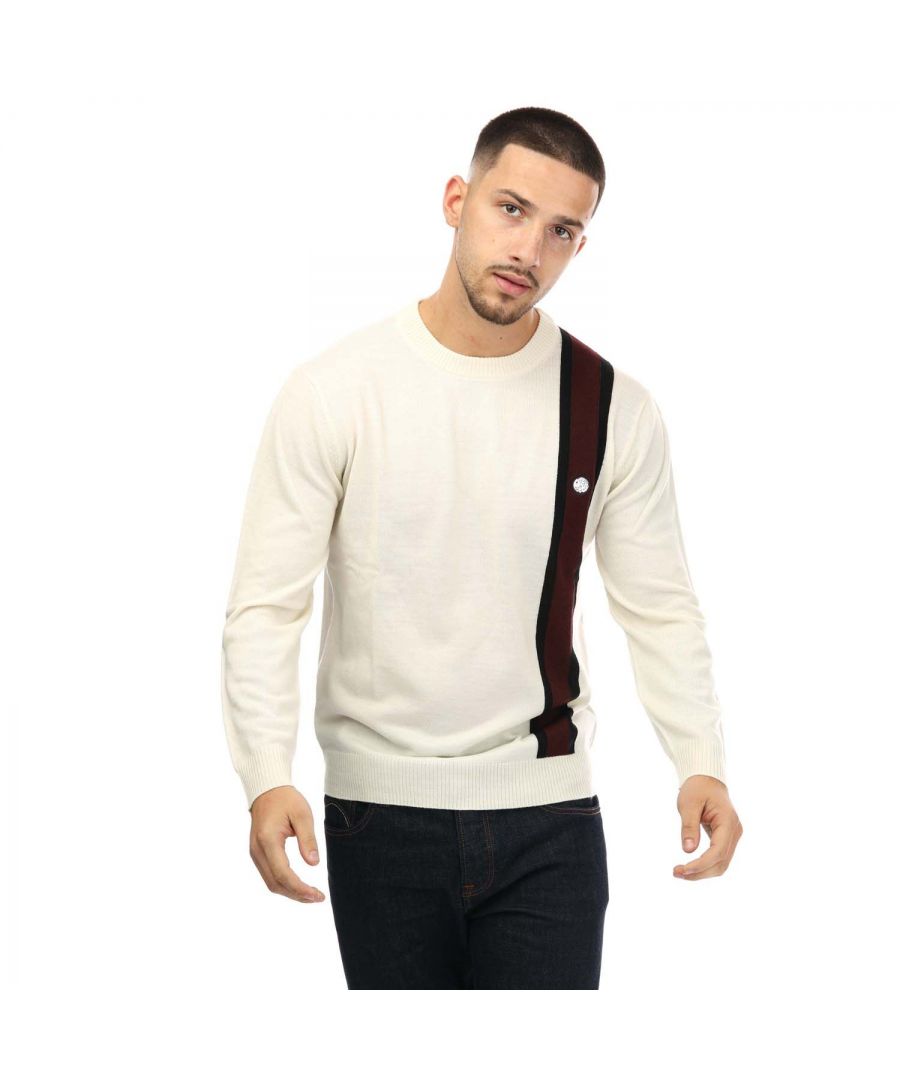 Mens Pretty Green Gleave Crew Neck Sweatshirt in white.- Ribbed crew neck.- Long sleeves.- Ribbed cuffs and hem.- Pretty Green branding.- 50% Wool  50% Acryl.- Ref: G21Q3MUKNT989W