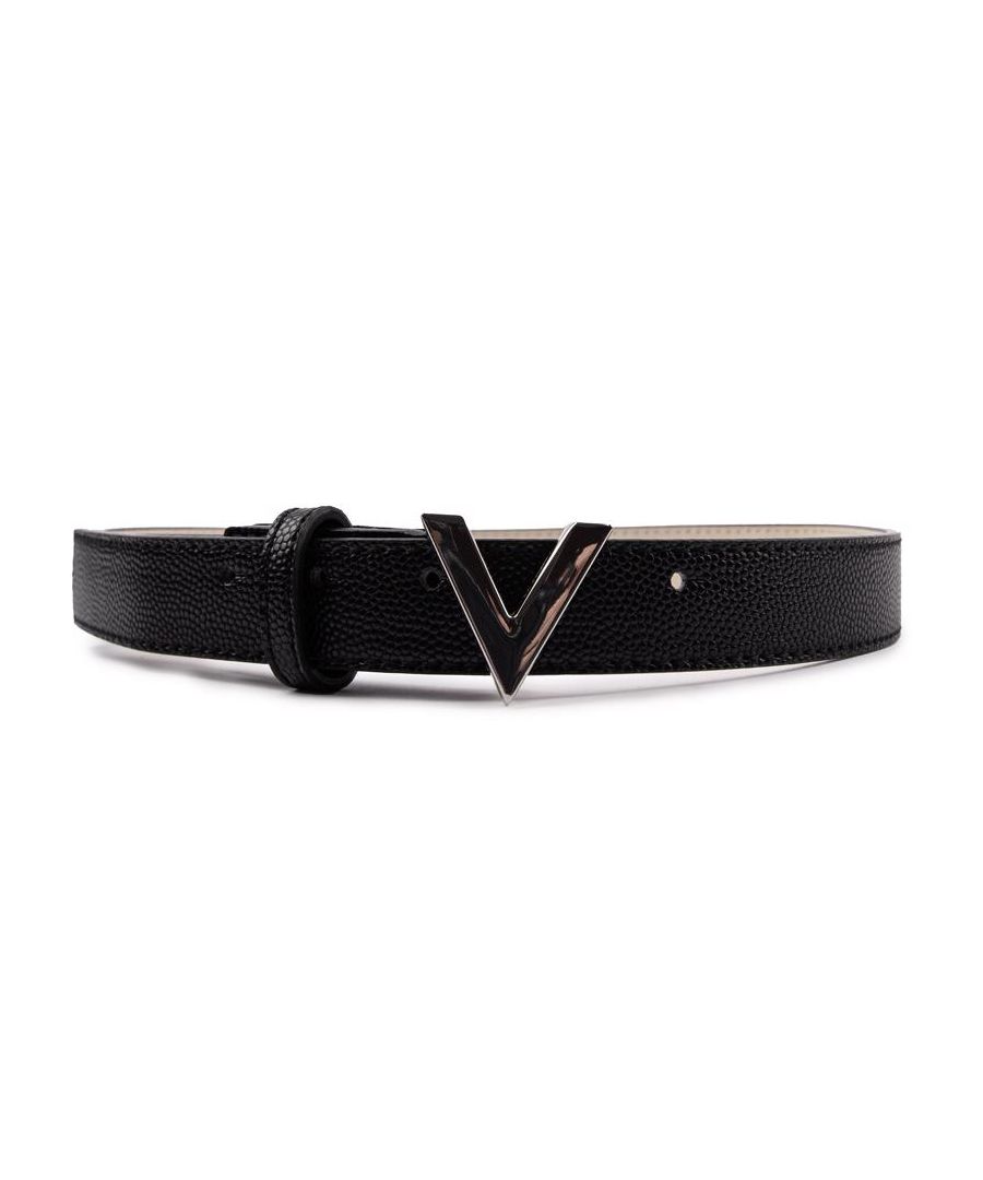 A Designer Belt That Personifies The Best In Italian Design. With A Classic Black Colourway And An Elegant, Eye-catching Silver Valentino Buckle, This Piece Is Designed To Sit Perfectly Around Your Waist And Add A Stylish Designer Look To Your Outfit.