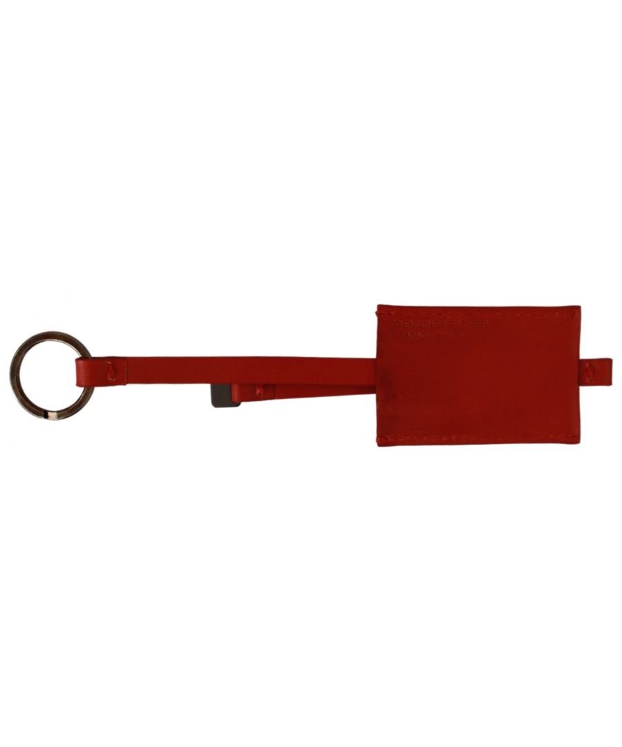 Image for Costume National Red Leather Branded Logo Keyring Keychain