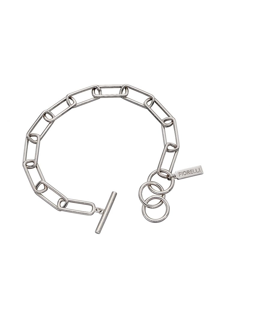 Image for Fiorelli Silver Womens 925 Sterling Silver Wide Link Chain Charm Carrier Bracelet of Length 19cm