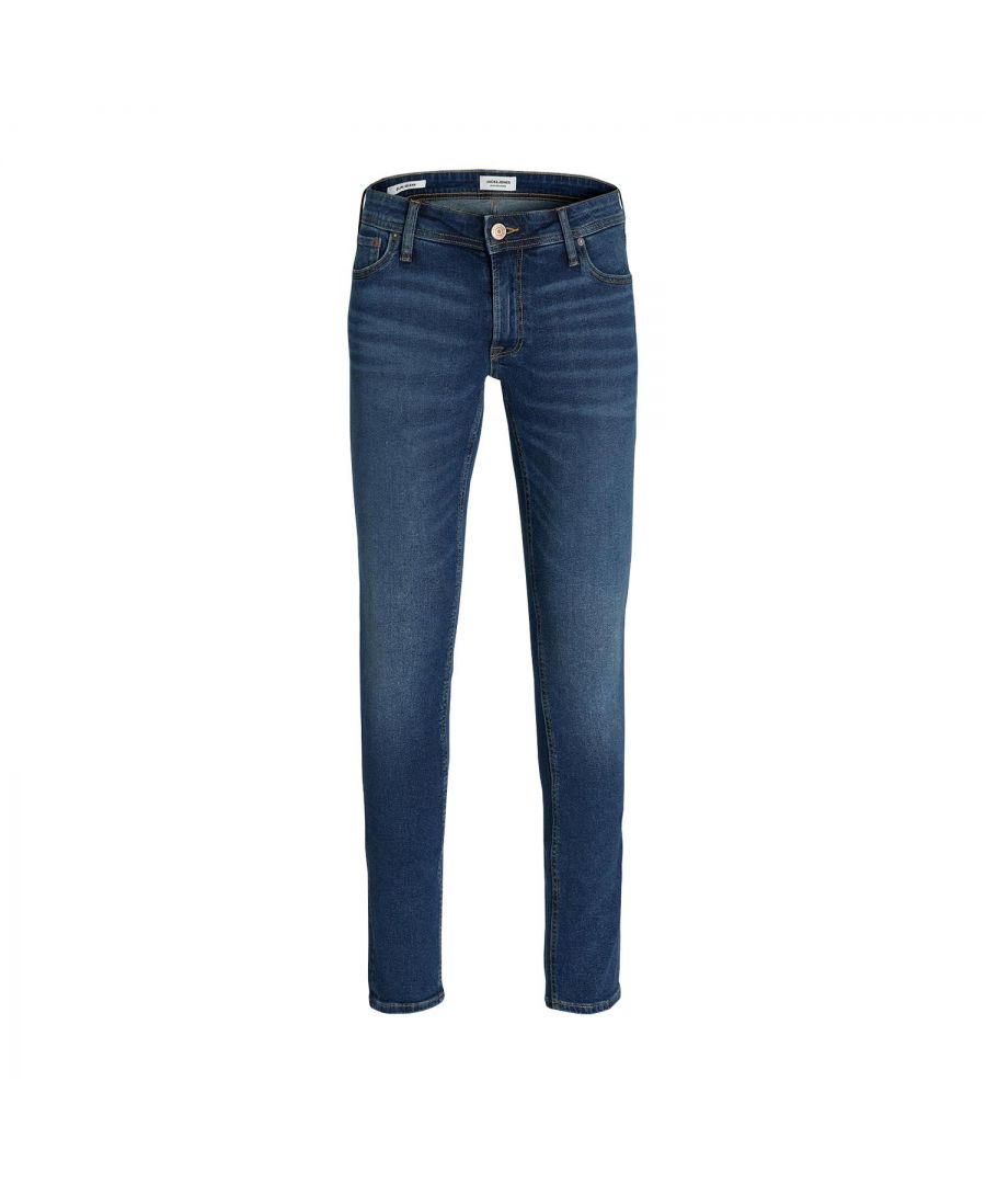 We’re tripping over this pair of washed blue jeans that is a versatile style needed in every man’s wardrobe. This pair of slim-fit jeans will come to the rescue when you feel like sporting denim on a denim look. They offer a good amount of stretch and comfort required to keep you at ease from day to night. No matter the occasion, this pair of jeans will look good with just about anything.\n\nSlim Fit Glenn: Glenn is an updated slim fit with a tapered leg. The fit is narrow and leans through the thigh without feeling tight, and it always comes with stretch. Glenn is for the guy who likes his jeans slim, not skinny.\n\nFox Styling: Fox is the upbeat cousin to classic five-pocket jeans. It’s got all the standard features, but the design and details are a little more playful; the front pockets are slanted, the back pockets are pointy, and it’s got a square rivet on the coin pocket.\n\nFeatures:\nSlim-fit jeans for a rough rock ‘n’ roll look\nFive-pocket style with a modern look\nStretchy denim for maximum comfort\nA denim essential with a worn look\n\nSpecifics:\nMaterial: 79% cotton, 19% polyester, 2% elastane\nProduct Code: 12221145\n\nWashing Instruction:\n40°C coloured wash\nMild drying processes\nHang Dry\n\nIron Temp: Iron at a moderate temperature\n\nNote: Do not bleach, Dry clean (no trichloroethylene)\n\nPackage Includes: Men's Denim Jeans, Jack & Jones Glenn Original