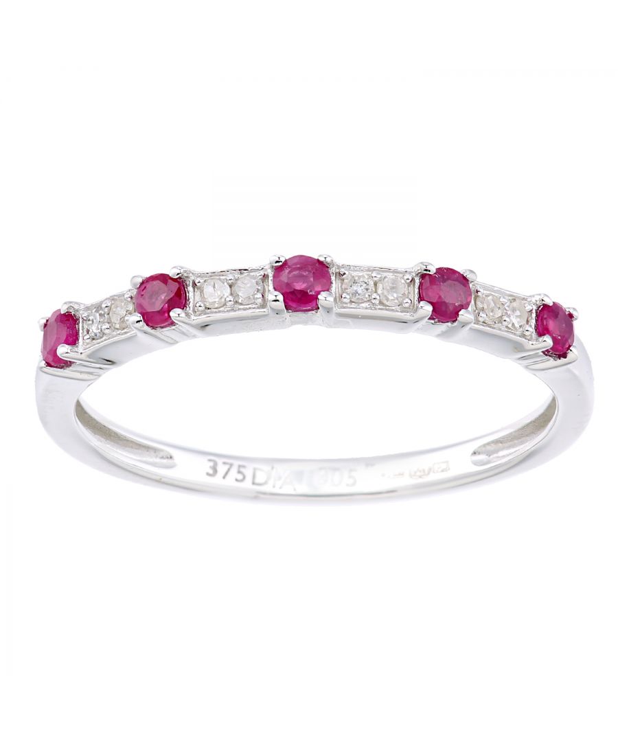 Image for 9ct White Gold 0.23ct Ruby with 0.05ct Diamond Eternity Ring