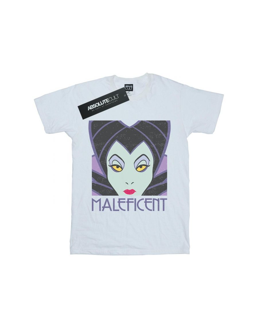 Disney Womens/Ladies Maleficent Cropped Head Cotton Boyfriend T-Shirt (White) - Size Large