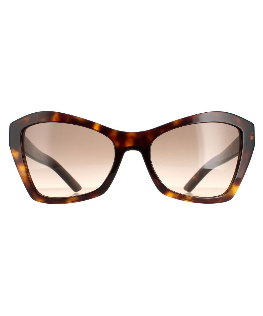 Prada Sunglasses PR 07XS 2AU3D0 Havana Brown Gray Gradient are a glamorous butterfly style crafted from lightweight acetate. The Prada logo features on the slender temples for brand authenticity.
