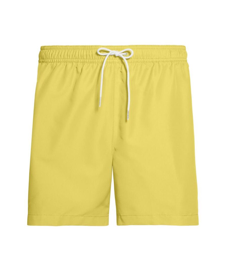  KM0KM00434 Core Logo Mens Drawstring Trunks - Yellow - Size Small