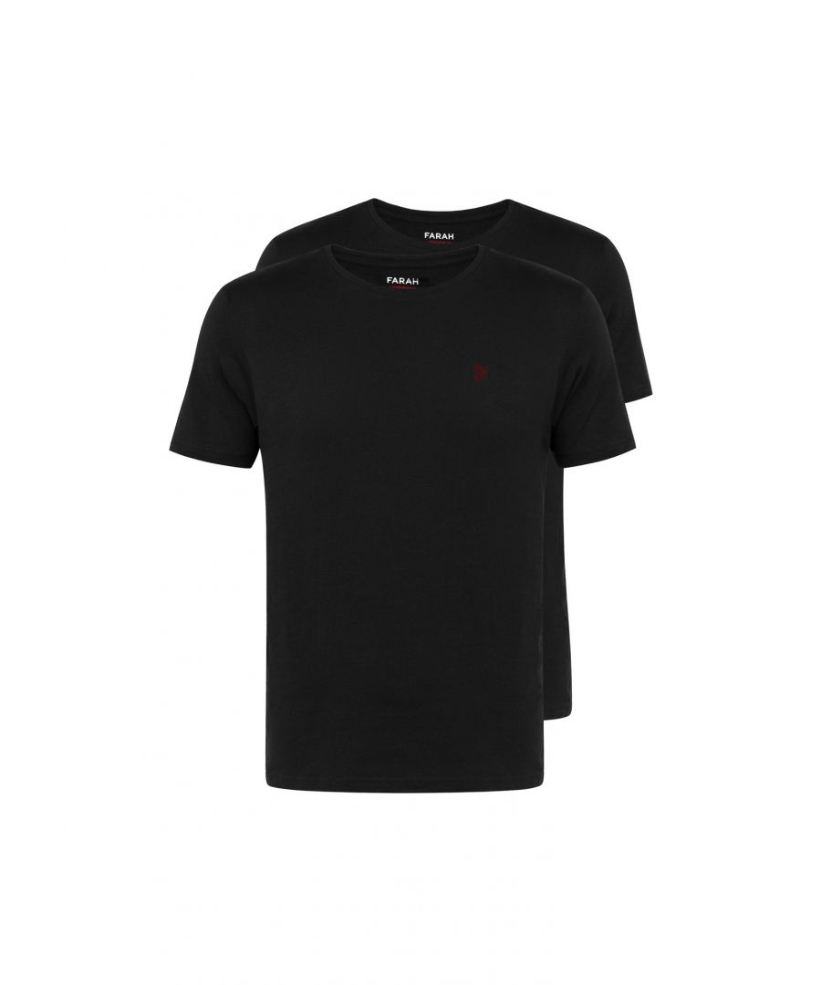 This two pack of 'Dani' Lounge T-shirts from Farah is ideal for chilled out evenings and lazy mornings. Made from Cotton fabric for a comfortable and breathable fit. These plain t-shirts feature a classic crew neck, short sleeves, and Farah logo. Wear with Farah lounge pants or shorts to complete the look.
