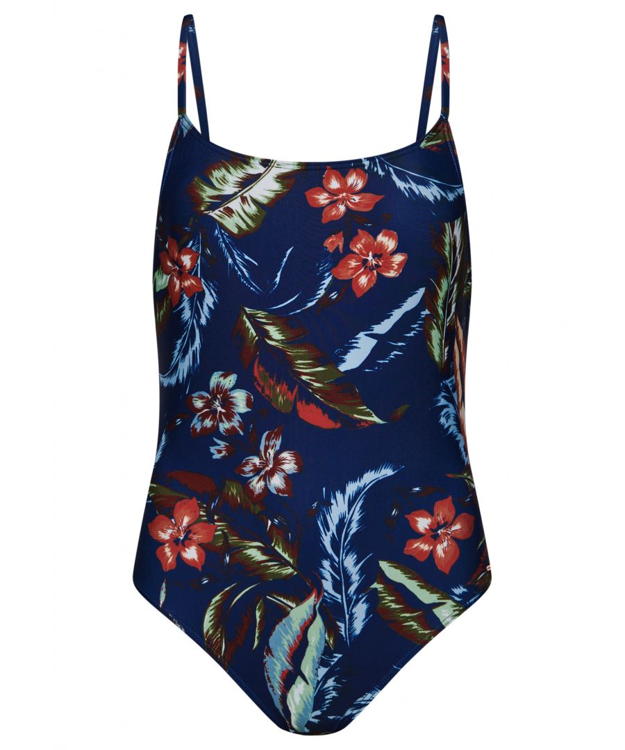 Channel those boho surfer vibes into your swimwear with our Vintage Surf Swimsuit. Inspired tropical prints evoke a sense of creative nostalgia, and the unique back tie allows you to add your creative flair. Feel confident and comfortable as you make a splash.All over printAdjustable strapsScoop necklineSelf back tieRemovable padded cupsConcealed elasticated chest bandMetal Superdry tabPlease note due to hygiene reasons, we are unable to offer an exchange or refund on swimwear unless they are sealed in their original packaging. This does not affect your statutory rights.By 2050, there will be more plastic in the ocean than fish.Help save plastic from polluting the earth. Wear this instead.This new swimwear fabric is made from 80% recycled post-consumer waste.#GrowFutureThinking