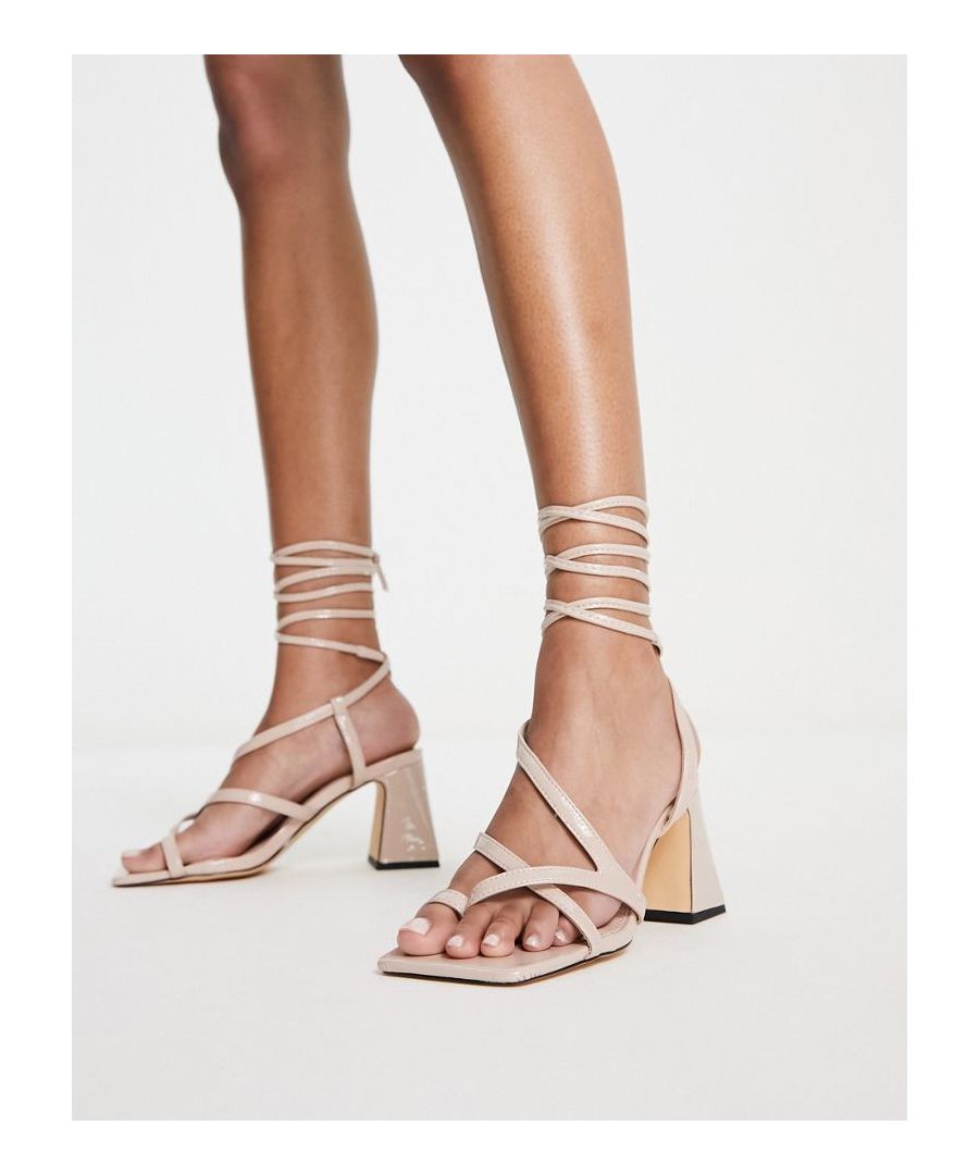 Shoes by Topshop Level up Tie-leg fastening Open, square toe Mid block heel Sold by Asos