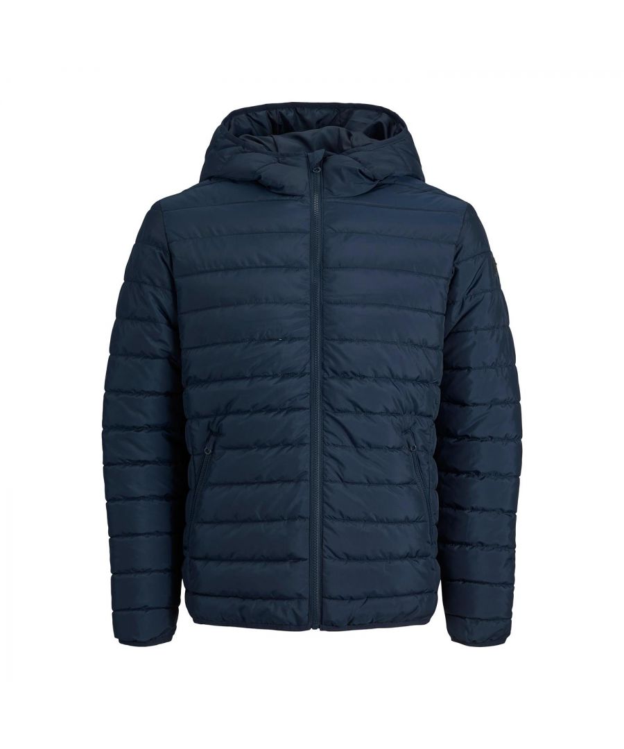Men's puffer jackets are a classic and versatile outerwear essential that will keep you warm and comfortable in all seasons. Find your favorite puffer jacket in our range of men's outerwear.\n\nFeatures:\n\nQuilted jacket with hood\nIt's lightweight and comfortable\nOuter: 100% Polyester; Lining: 100% Polyester\nFastening: Zipper\n\nWashing Instruction:\nMachine Wash\nDo not bleach\nDo not tumble dry\nDo not iron\nDo not dry clean\n\nPackage Includes: Jack & Jones Men's Quilted Puffer Jacket