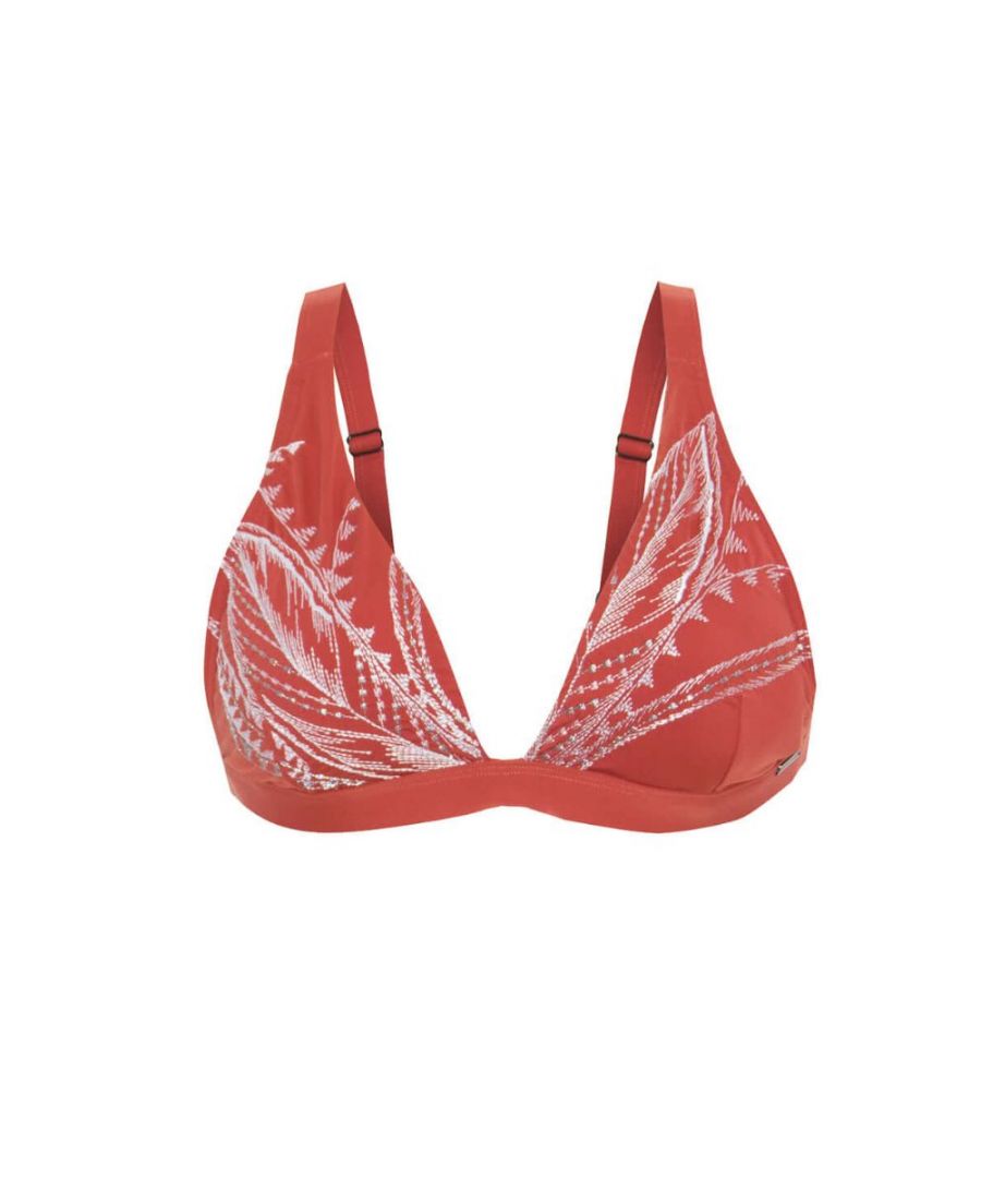 Moontide Womens Vintage Bloom Triangle Top Brick - Red Polyamide - Size Large