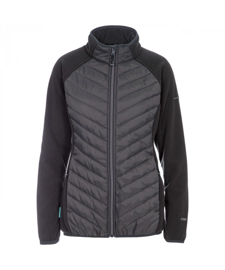 Material: 100% polyester. The Underpinned women`s jacket is crafted from our expert airtrap performance fleece. With knitted fleece sleeves and soft touch padded front panels. The fleece jacket features a full zip front fastening, a high neck, 2 front zip pockets and elasticated bindings. There`s no undermining the Underpinned women`s fleece, we can all see what a winner it is.