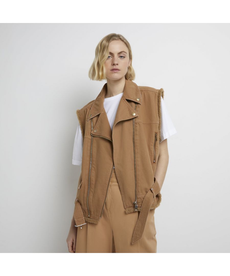 > Brand: River Island> Department: Women> Material: Cotton> Material Composition: 100% Cotton> Type: Jacket> Style: Biker> Size Type: Regular> Fit: Regular> Closure: Zip> Jacket/Coat Length: Mid-Length> Pattern: No Pattern> Occasion: Casual> Selection: Womenswear> Season: SS22