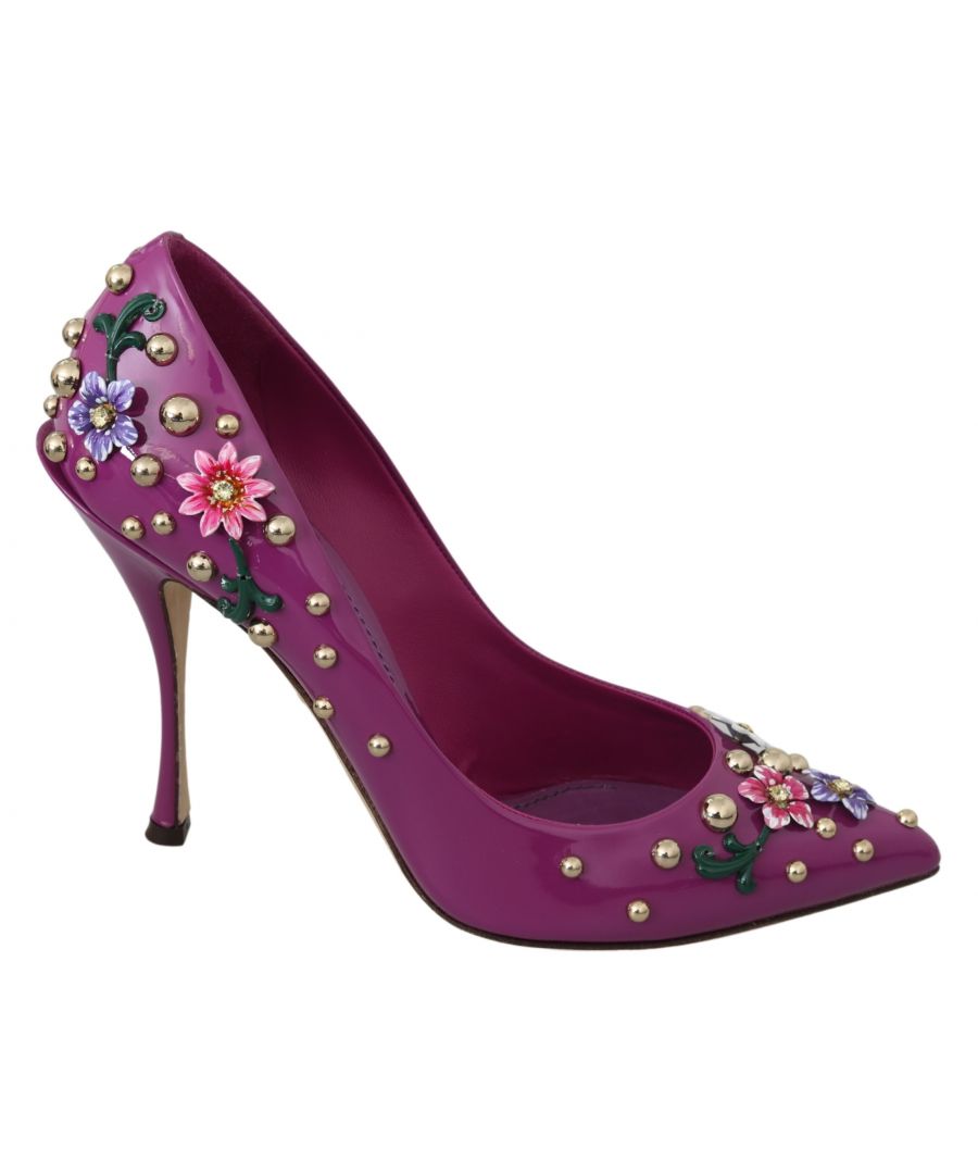 Image for Dolce & Gabbana Purple Floral Crystal Studded Pumps Shoes