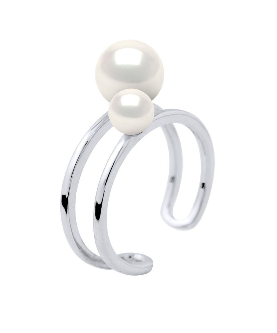 Image for DIADEMA - Ring DUO - 2 Real Freshwater Pearls - White