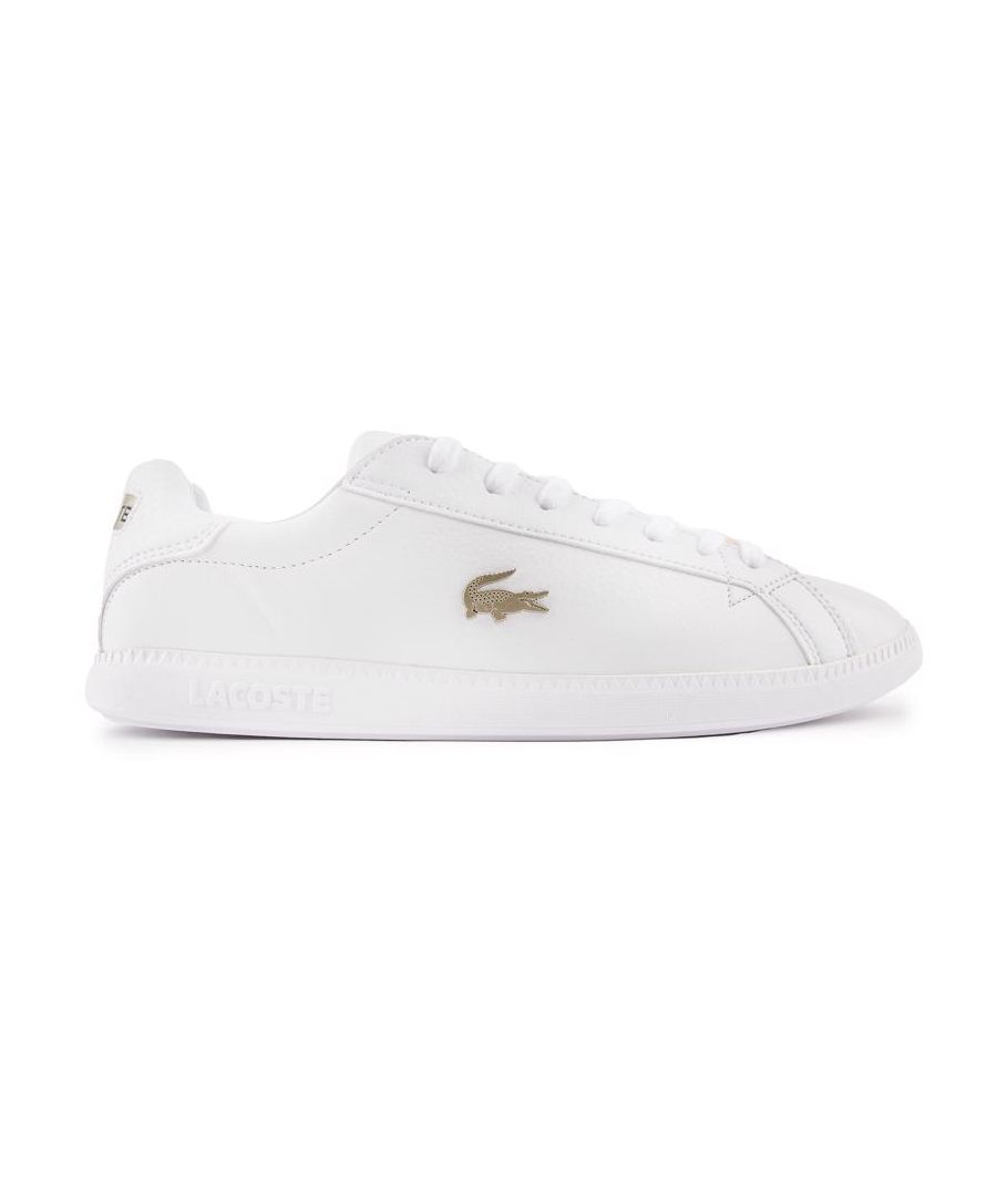 Lacoste's Graduate Pro Men's Leather Trainer Is A Tennis Court Inspired Fashion Icon With Retro Appeal. This All-in-white Pair Features A Croc Logo On The Side, Branding At The Heel, Blind Eyelets And A Padded Ortholite Insole For Extra Comfort. A Fresh On-trend Addition To Your All-season Wardrobe.