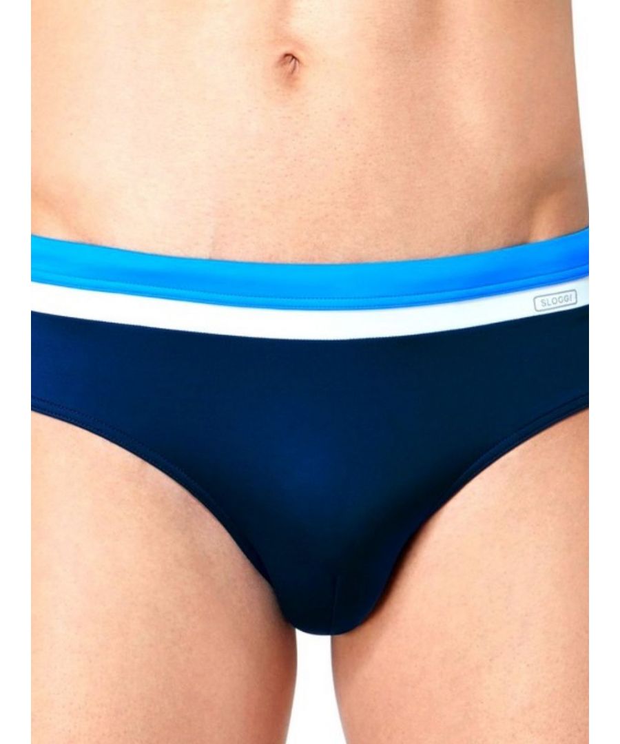 Sloggi Mens Iced Aqua Swim Brief Blue/Light Combination - Green Polyamide - Size Medium