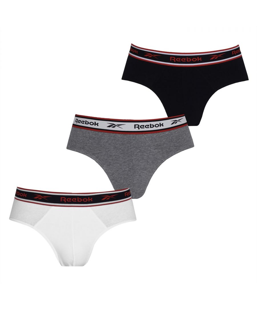 Image for Reebok Mens 3 Pack Cotton Elastane Briefs Underwear