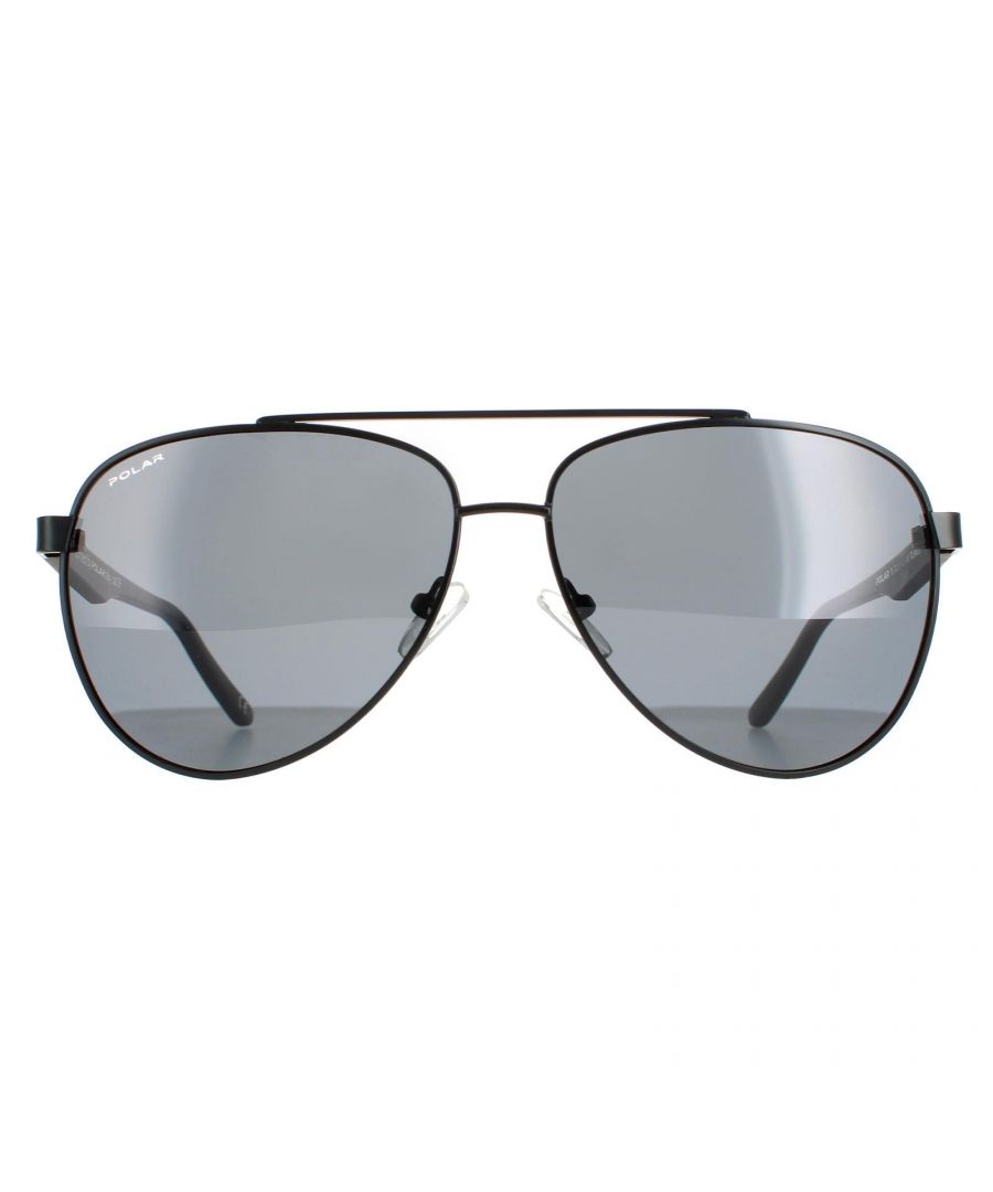 Polar Aviator Mens Black Grey Polarized 756  Polar are a stylish aviator style crafted from lightweight metal. The silicone nose pads and double bridge design ensure an all round comfortable fit. The Polar logo is engraved in the temples for brand authenticity.