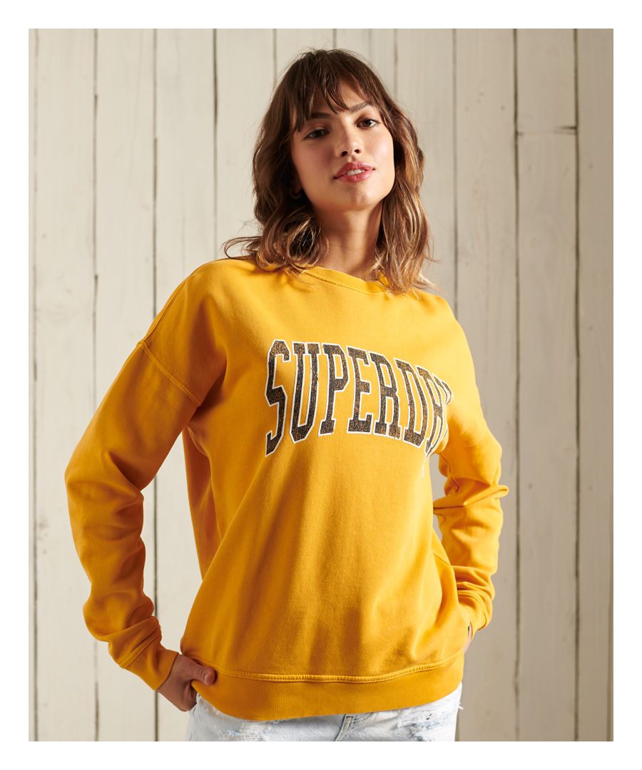 Superdry Womens Superstate Loopback Sweatshirt - Yellow Cotton - Size 10 UK
