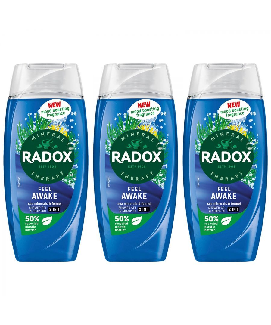 RADOX Mineral Therapy Feel Refreshed Shower Gel’s mood-boosting fragrance combines the awakening scent of eucalyptus with the zesty tang of citrus oil to make you feel delightfully refreshed. This reviving skin cleanser features our unique blend of 4 minerals and 13 herbs, which activates with hot water to transform your shower into a mineral therapy ritual. Suitable for daily use, our body wash rinses off easily, leaving your skin feeling fresh and clean.\n\nRADOX Mineral Therapy Feel Refreshed Shower Gel provides a refreshing shower experience that revives your senses. Our energizing shower gel is made with a unique blend of minerals and herbs which activates with hot water to cleanse and refresh you. Awaken your body and stimulate your mind with RADOX Feel Refreshed Shower Gel, infused with a new mood-boosting fragrance of eucalyptus and citrus oil. Our body wash is suitable for daily use – simply squeeze it out, lather on the body, and indulge in an uplifting shower experience. This skin cleanser is pH neutral and suitable for all skin types.RADOX shower gels come in 50% recycled(excluding cap and label), 100% recyclable, and 100% refillable bottles.\n\nHow to use: Apply when showering or bathing. Apply to the skin all over your body and then wash off with hot water. Suitable for everyday use.\n\nSafety Warning: Shower Gel & Body and Face Wash & Body Scrubs Avoid contact with eyes. If contact occurs, rinse thoroughly with water.\n\nBox Contain: 3x Radox Shower Gel Feel Refreshed - 225ml