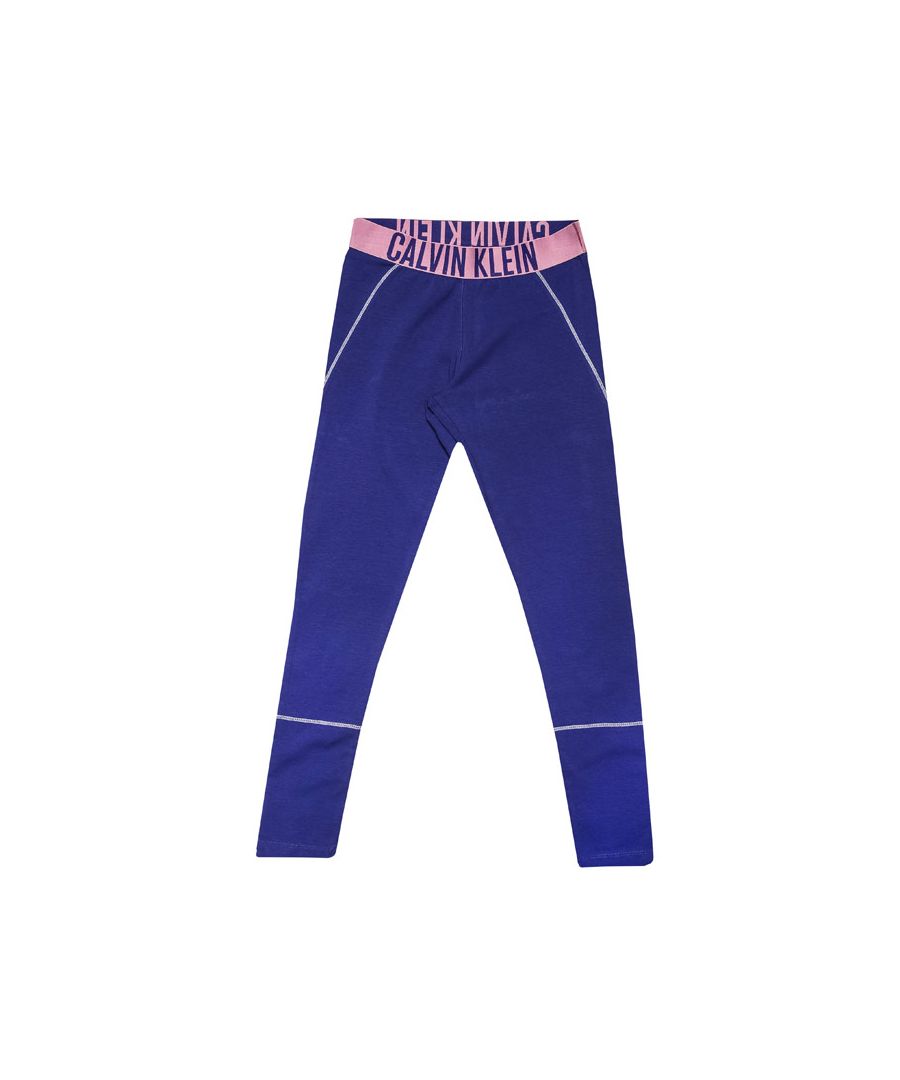 Junior Girls Calvin Klein Intense Power Jog Pants in blue.- Calvin Klein signature elastic waistband.- Rib-knit cuffs.- Tapered leg.- 95% Cotton  5% Cotton. Machine washable. - Ref: G80G800390CJV