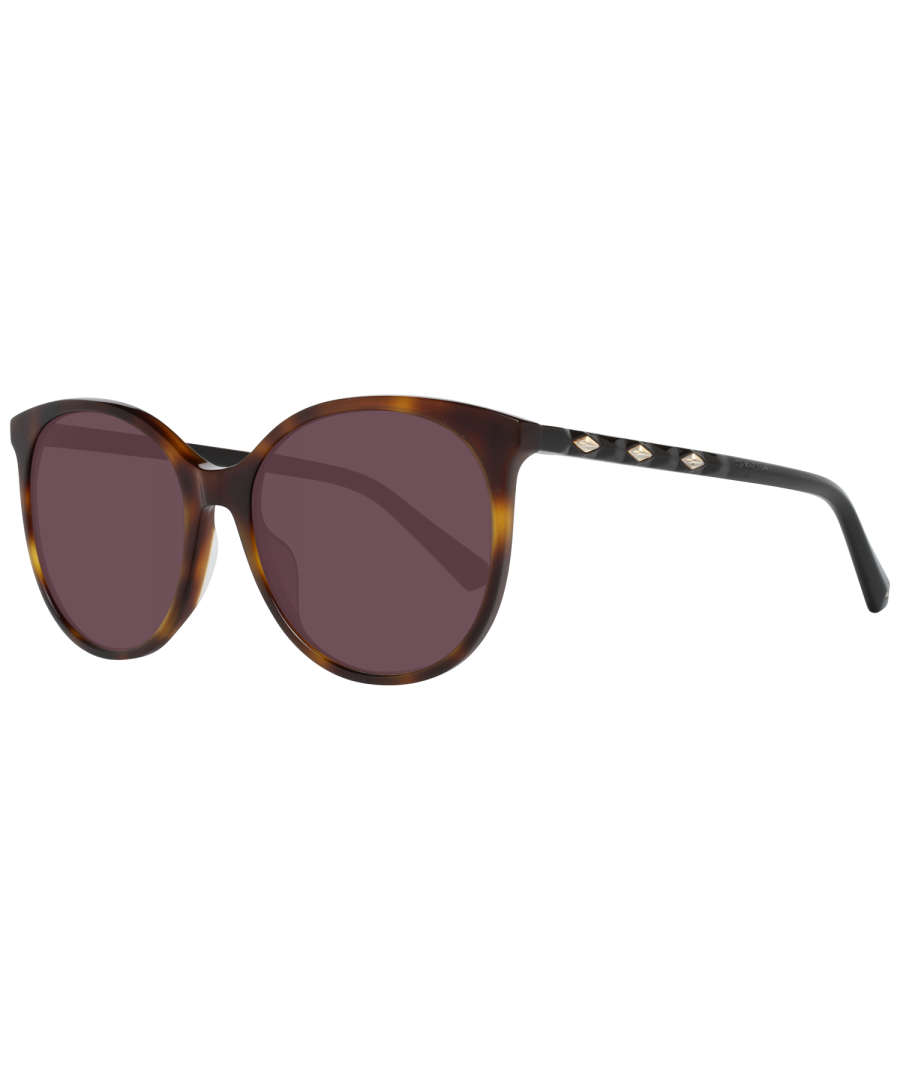 Swarovski Sunglasses SK0223 52F Dark Havana Brown Gradient are an elegant style with round lenses and slender temples embellished with Swarovski crystals.
