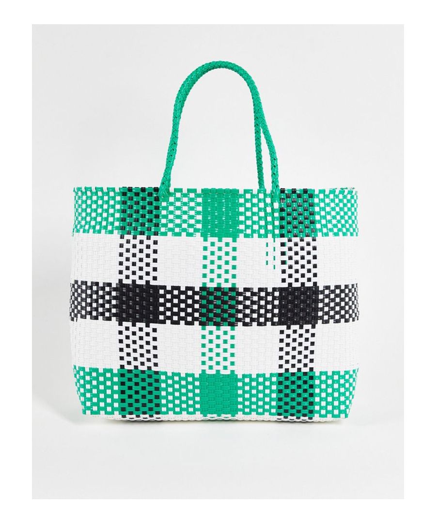 Bag by ASOS DESIGN Your new sidekick Check design Tote style Twin handles Open top Sold By: Asos