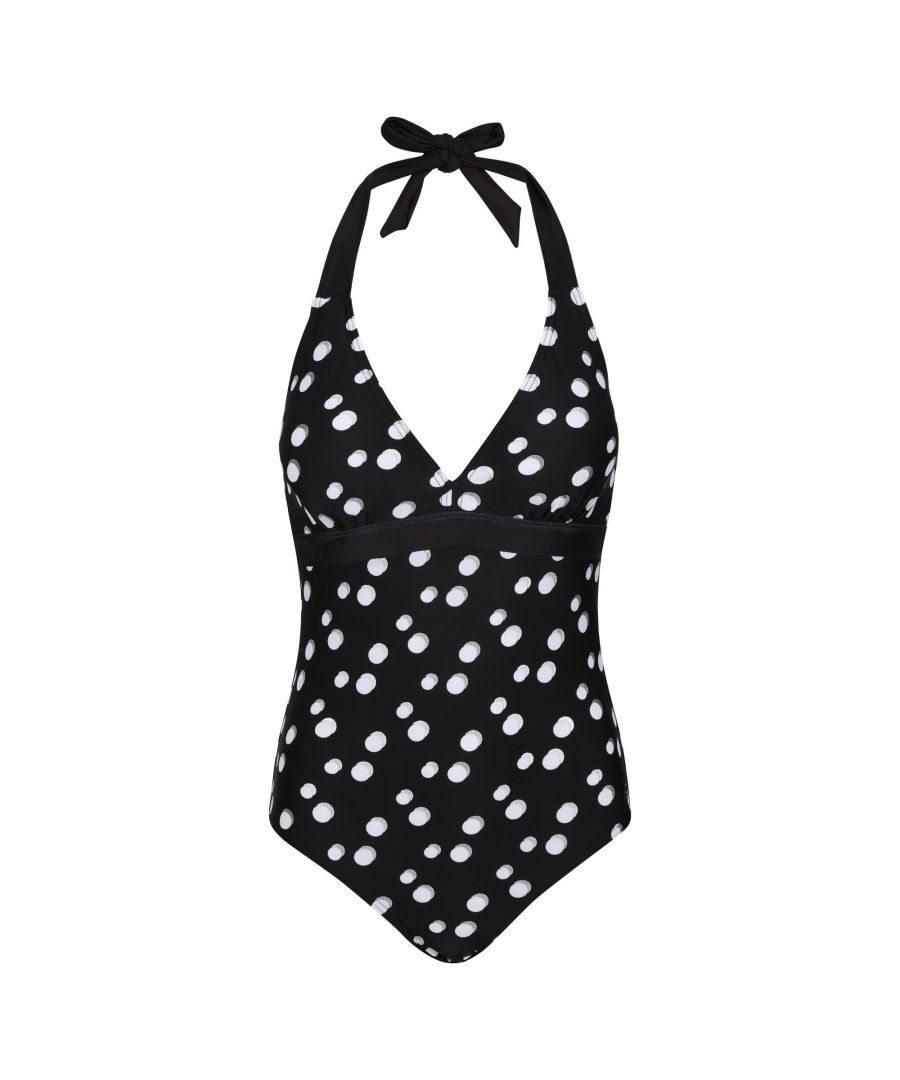 Regatta Womens/Ladies Flavia Polka Dot One Piece Swimsuit (Black/White) - Size 12 UK