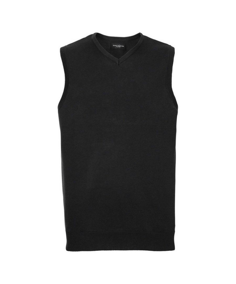 Russell Athletic Collection Mens Knitted V Neck Sleeveless Sweatshirt (Charcoal Marl) - Size 2XL