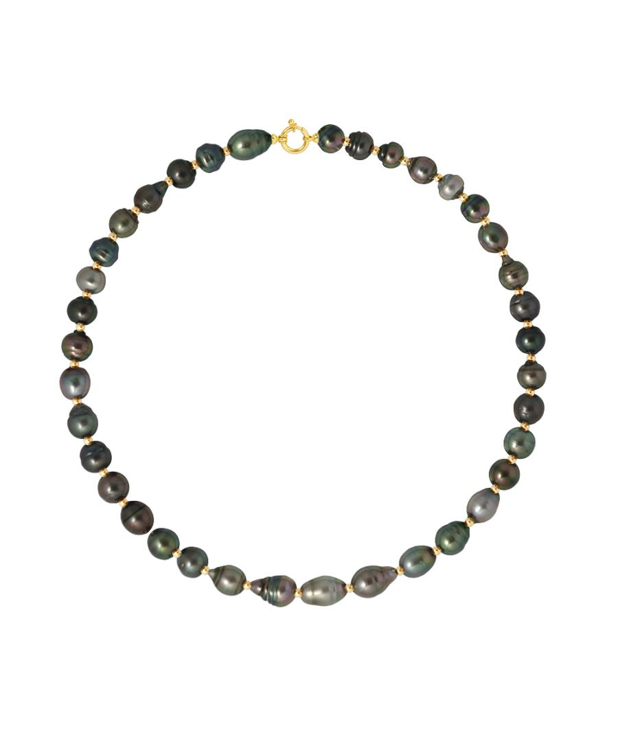 Image for DIADEMA - Necklace - Real Tahitian Pearls - Rainbow - Yellow Gold