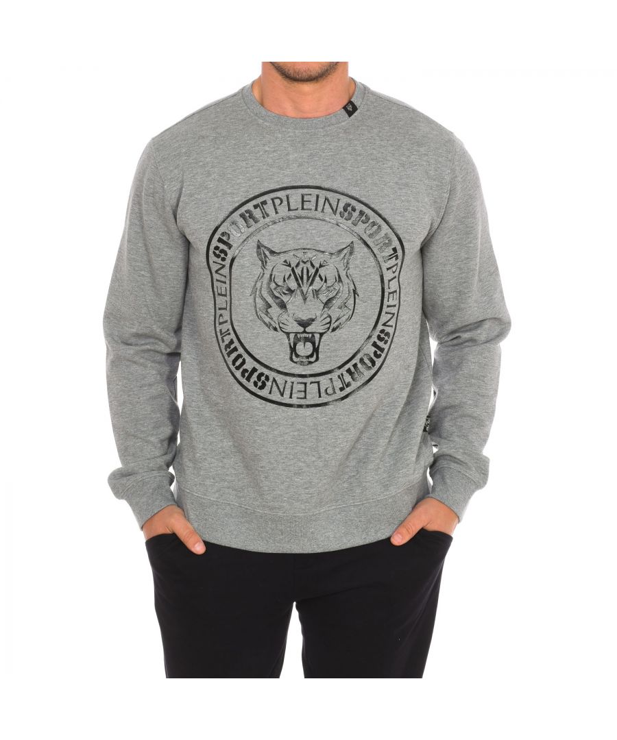 Plein Sport FIPSG603 Mens long-sleeved crew-neck sweatshirt - Grey - Size Small