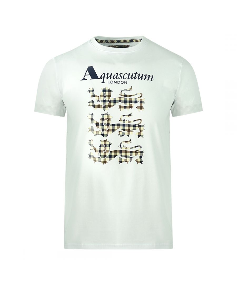 Image for Aquascutum Triple Lion Check Logo White T-Shirt