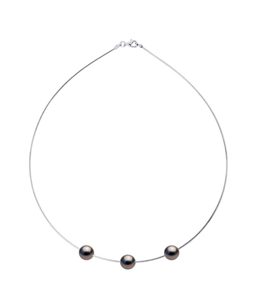 Image for DIADEMA - Necklace - Omega - Silver and 3 Real Tahitian Pearls