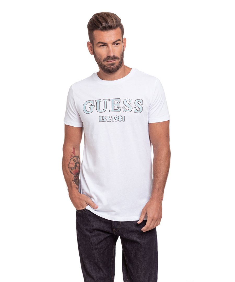 Guess Men's Short Sleeve T-shirt in Yellow