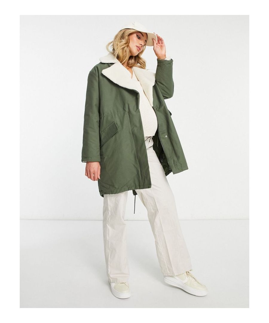 Coats & Jackets by ASOS Maternity Throw on, go out Notch collar Button placket Side pockets Regular fit Designed to fit you from bump to baby Sold by Asos