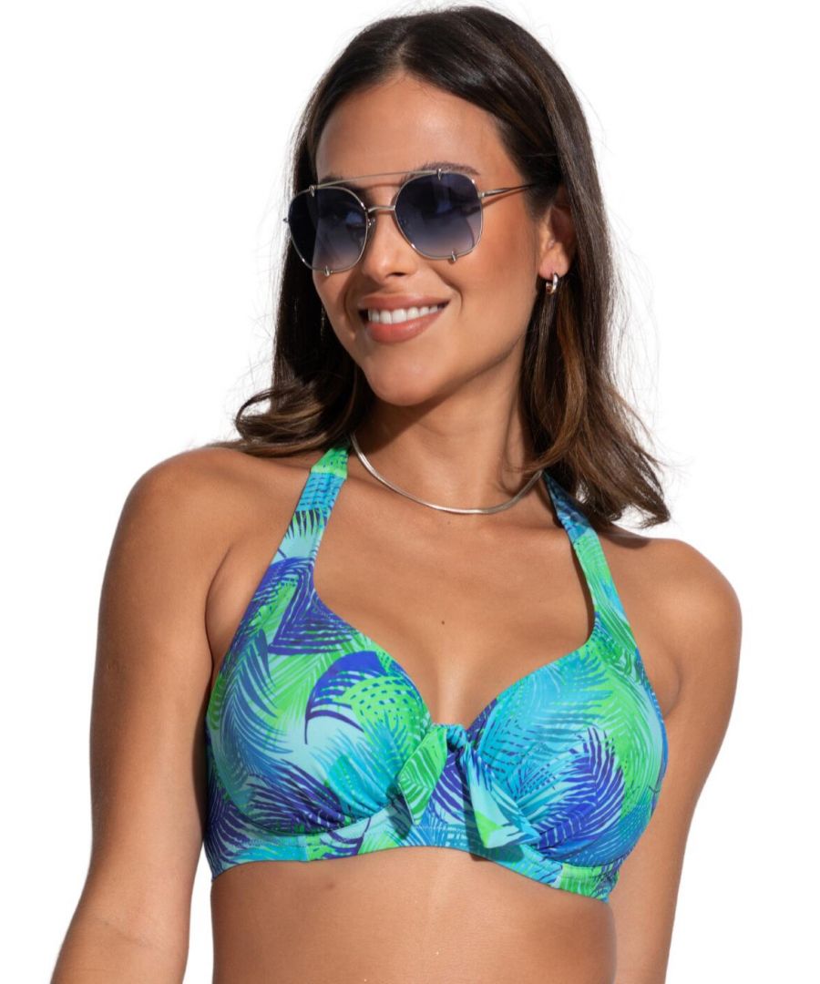 Pour Moi Womens Aruba Halter Bikini Top - Blue Polyamide - Size 32DD