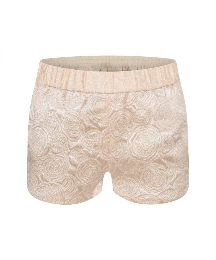 Pale Cloud Girls Peach Silk Brocade Shorts - Size 10Y