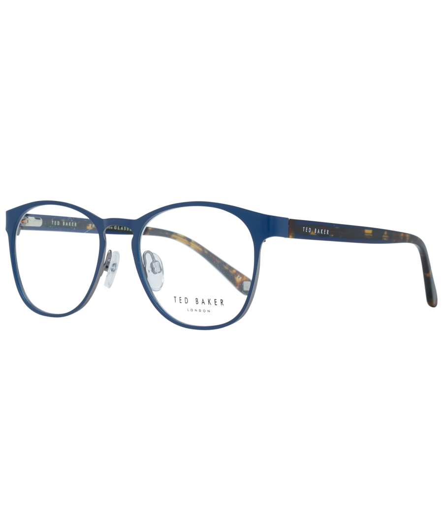 Ted Baker Oval Mens Navy Glasses Frames Shaw TB4271 are a oval shape crafted from lightweight acetate. The adjustable nose pads allow for a personalised fit while Ted Baker's branding on the temples provide brand recognition