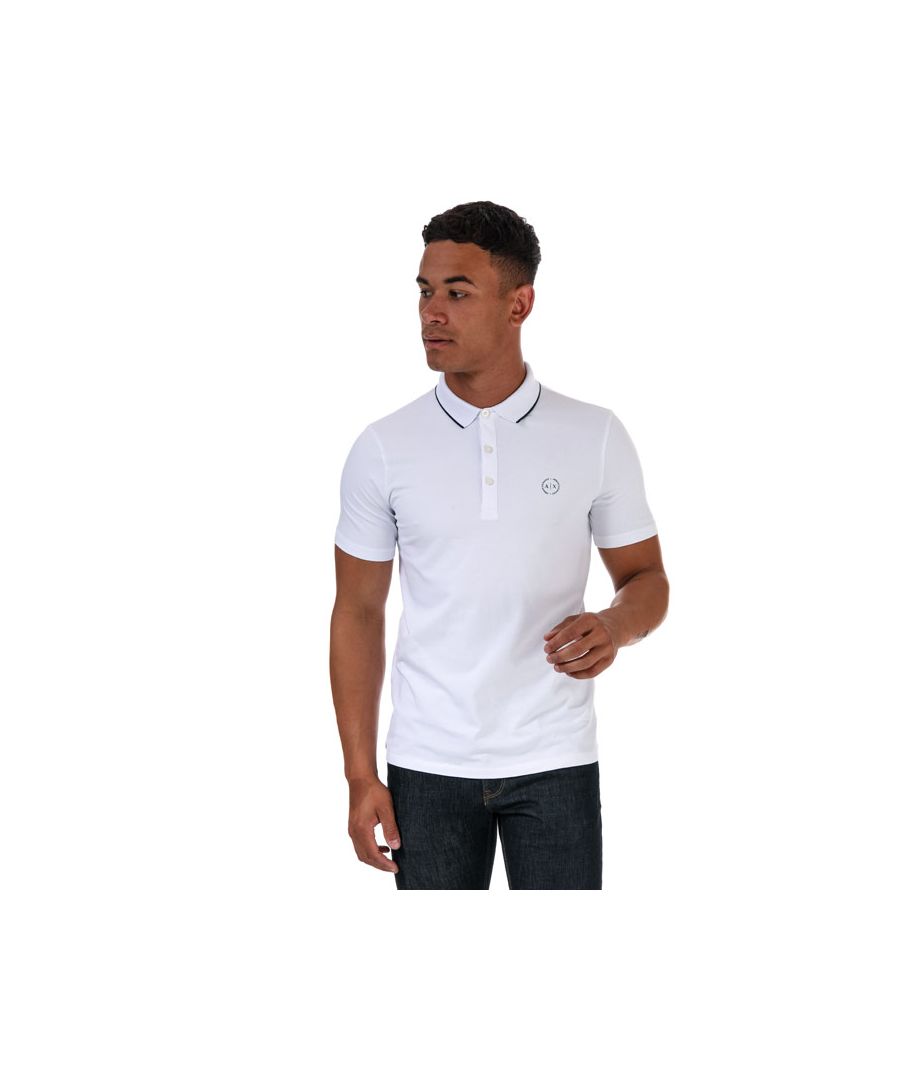 Armani Exchange poloshirt met opvallende contrasterende boord, wit