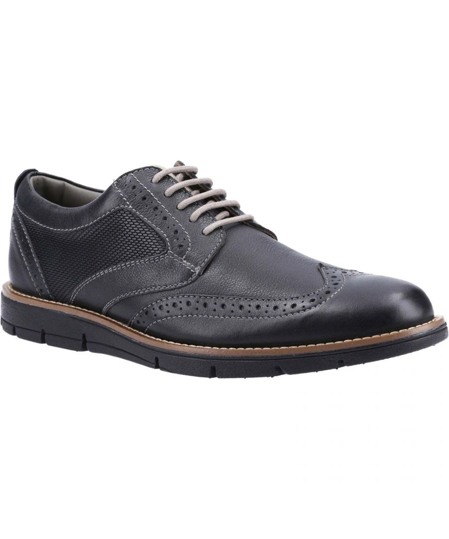 Image for Hush Puppies Mens Elon Lace Leather Brogues (Black)